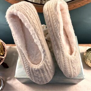 Cable Knit Fur Lined Ballet Slippers